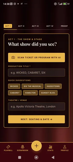 Log the show screen