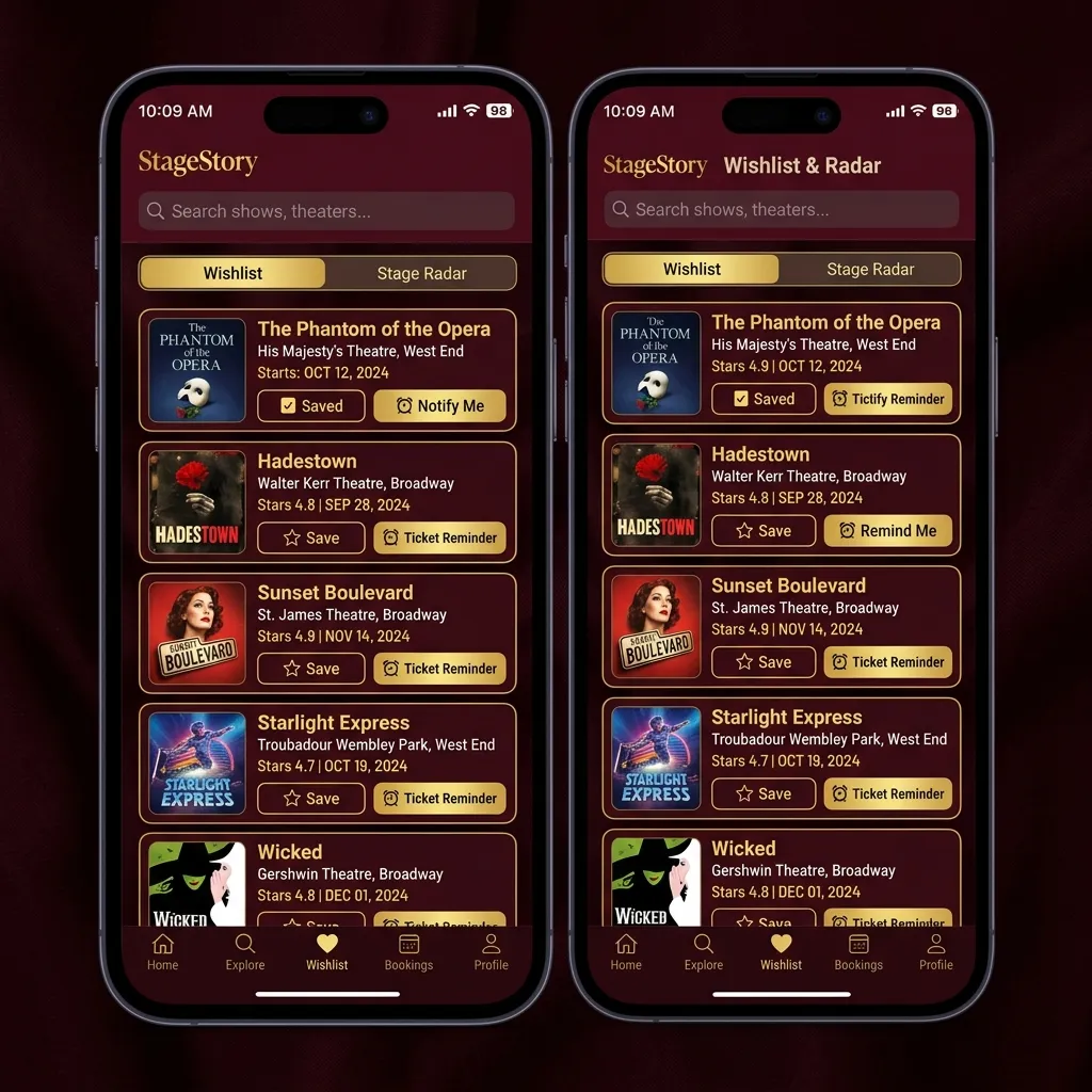 Show Wishlist & Stage Radar